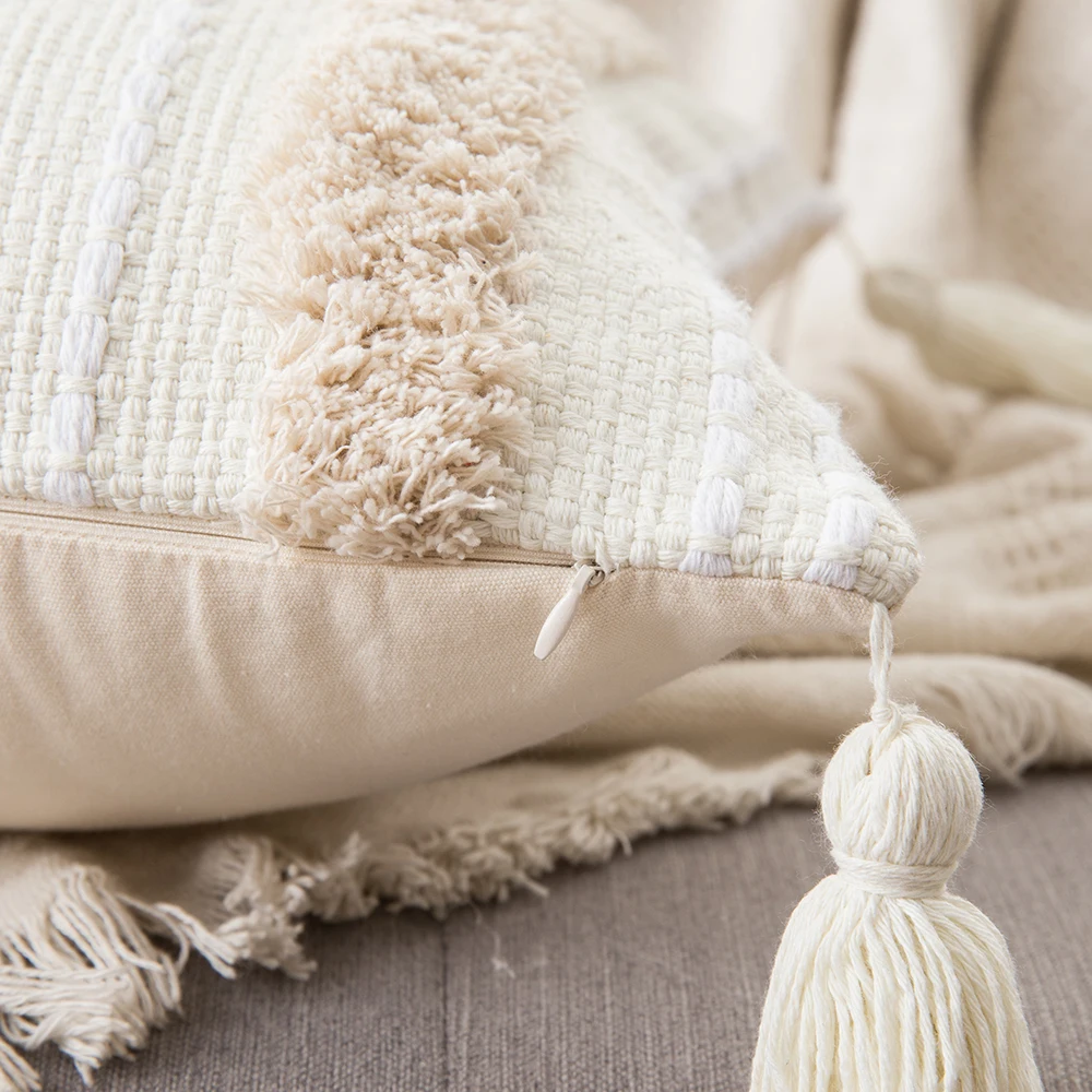 Boho Decor Luxury Cotton Cushion Covers Macrame Pillow Case Tufted Dakimakura Home Decor Tassel Throw Pillows Decorative Pillow