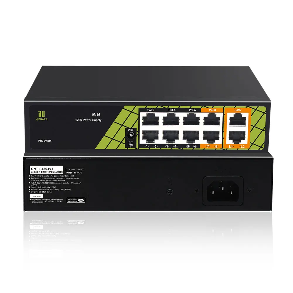 Genata Unmanaged PoE Network Switch with 3 Kind Mixed Ports