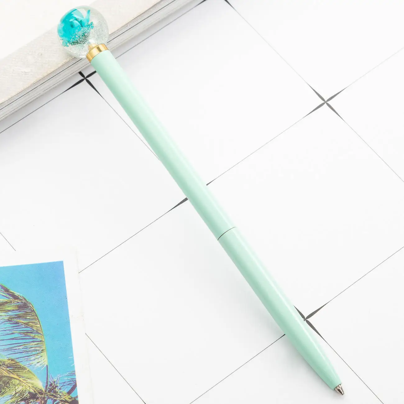 China Manufacturer Metal Material 1.0mm Glass Ball Up Ball Point Pen For Office School Use