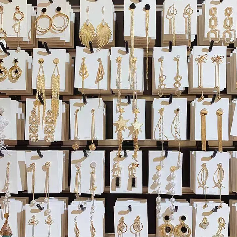 Korean Long Tassel Pearl Zircon Drop Earrings 925 Silver Hypoallergenic Geometric Heart Bow Flower Earrings Bulk Jewelry