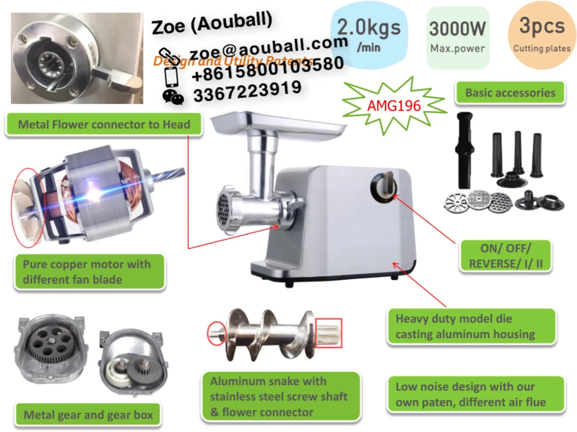 High quality Home powerful  meat grinders with metal connector