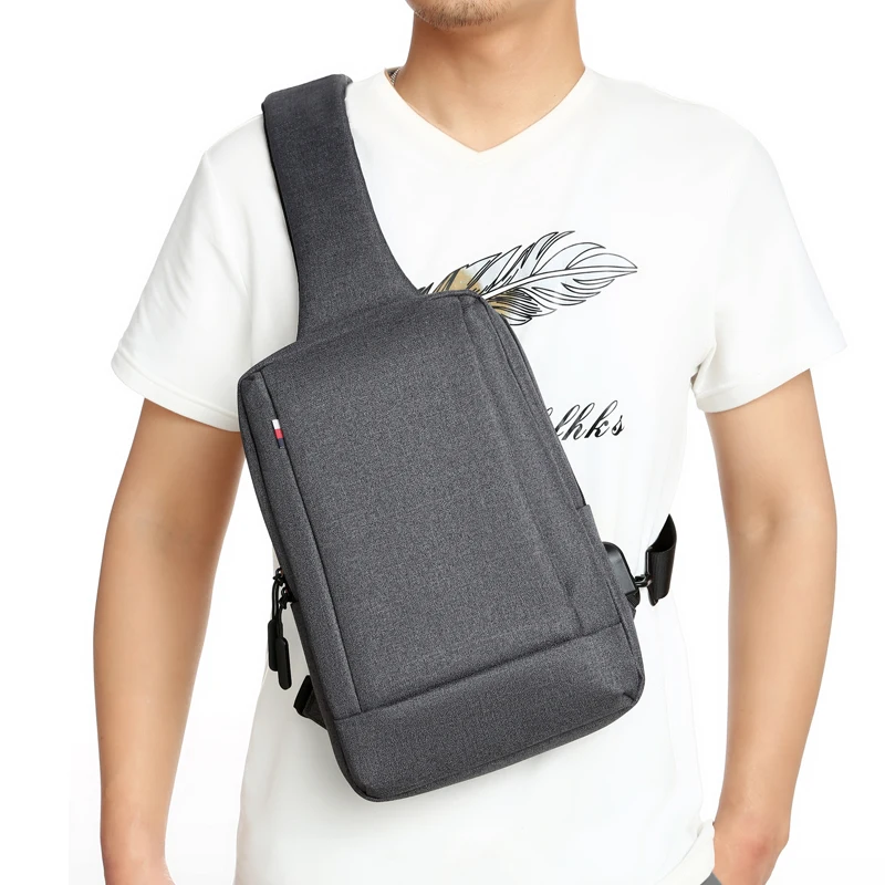 Custom Logo Hole Unique Men Motorcycle Chest Waterproof Outdoor Sport Shoulder Sling Crossbody Pack Bag