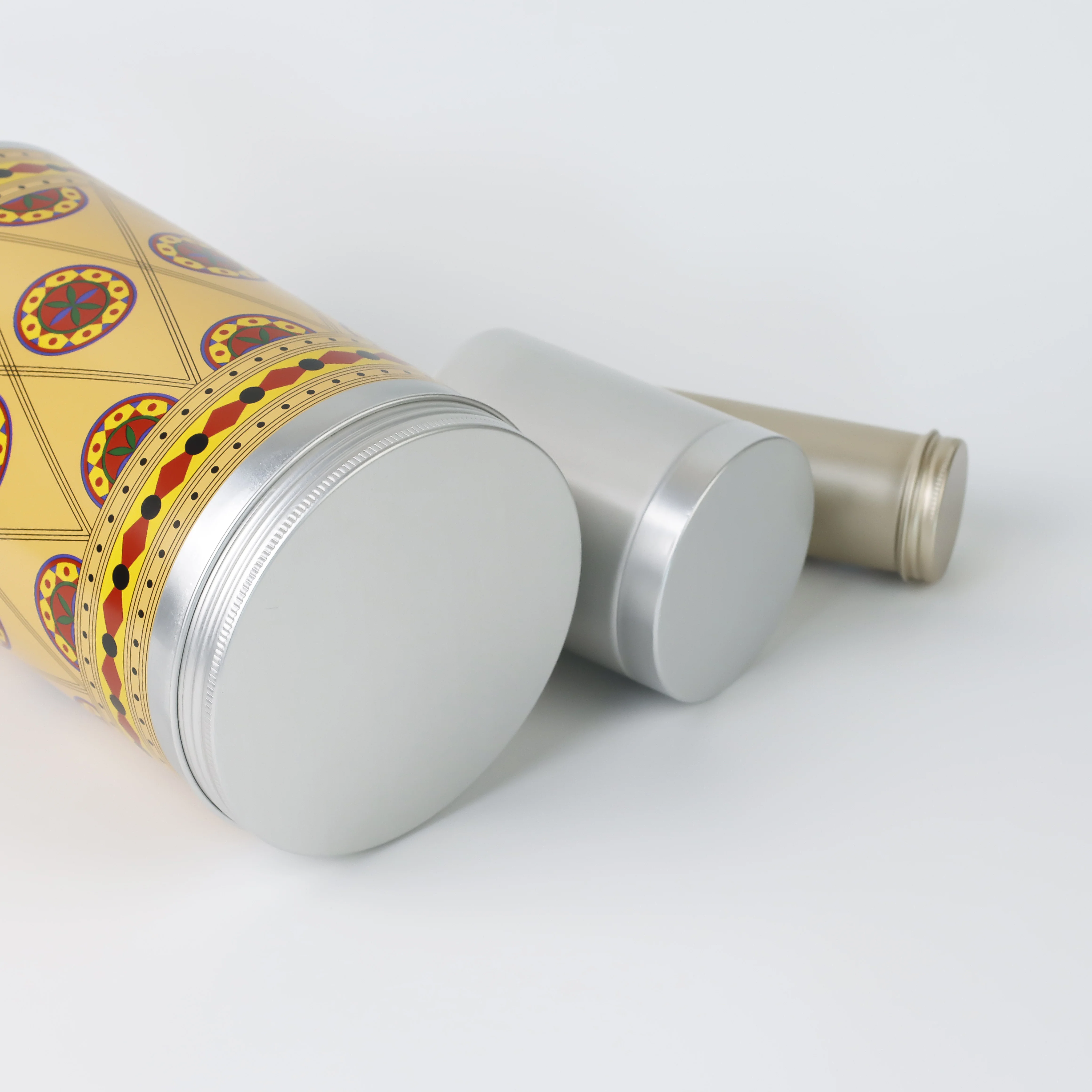 Customized size metal tin packaging aluminum jar for Age Well Tea with screw top