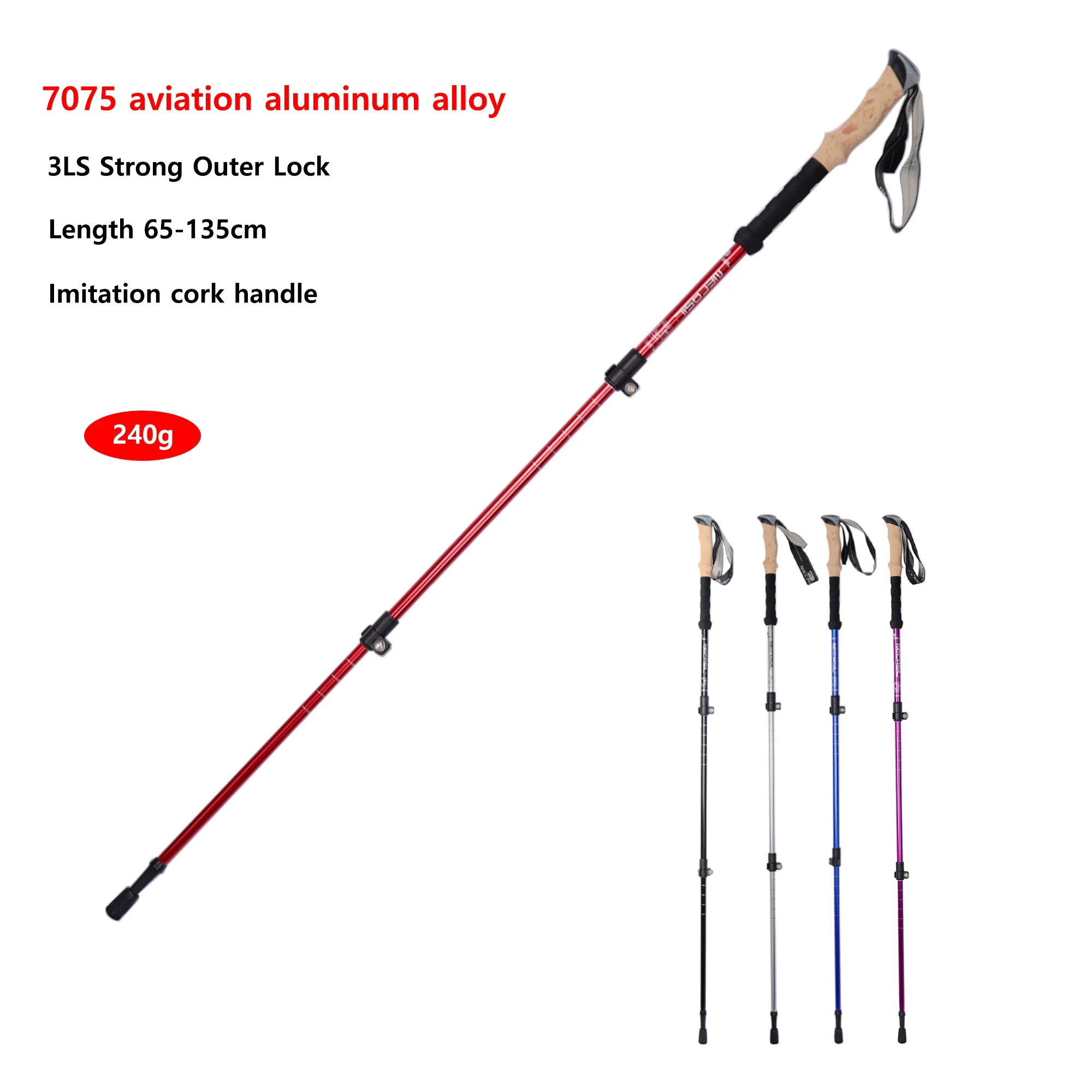 135cm Aluminum Outdoor Hiking Walking Stick Telescopic Trekking Climbing Poles Ultralight Canes For Men And Women