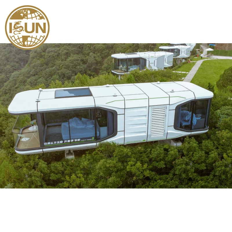 China Manufacturer Full steel structure house Easy install prefab house Luxury space capsule for hotel and homes