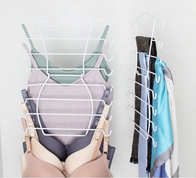 8 Tier Organizers Closet Organizers  in Body Shape Hanging Metal bra Hangers with Clips for Tank Tops and Camisoles Scarf