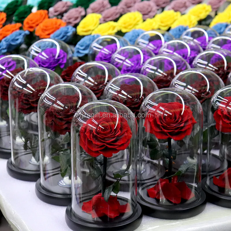 High Quality Eternal Rose Led Flowers Morthers Day Everlasting Preserved Flower Forever Roses In Glass Dome