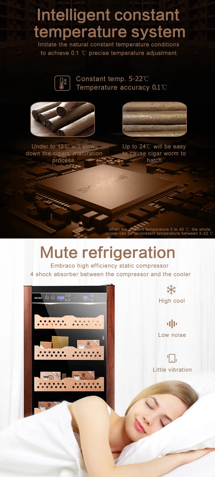 2021 Cigar Humidor Larger Capacity Cigar Cooler Compressor Refrigerator