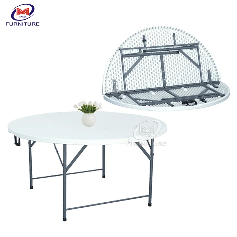 6ft 5ft banquet wedding portable round  HDPE folding outdoor plastic tables for events