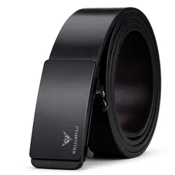 Ремень WILLIAMPOLO мужской из натуральной кожи, модный роскошный Простой деловой пояс с автоматической пряжкой, цвет черный