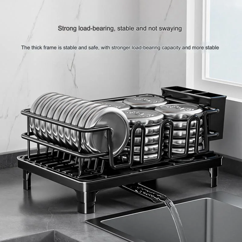 2 Tires Portable Industrial Copper Organizer Kitchen Unique Aluminum Dish Rack 3 Layer Pull Out Dish Rack
