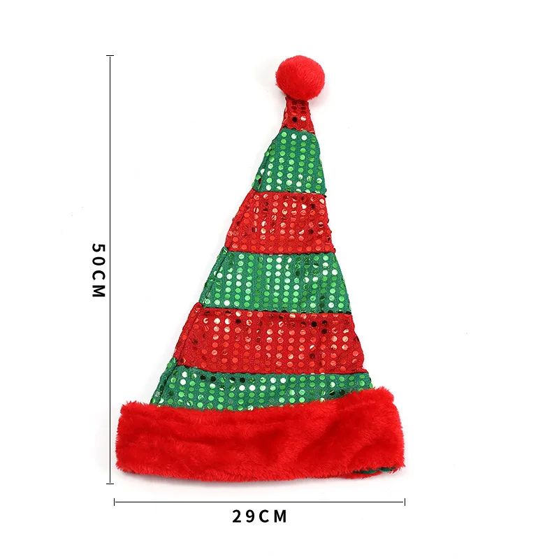 Fashion Christmas Santa Hat Sequin Striped Red/green Christmas Costume Party Accessories