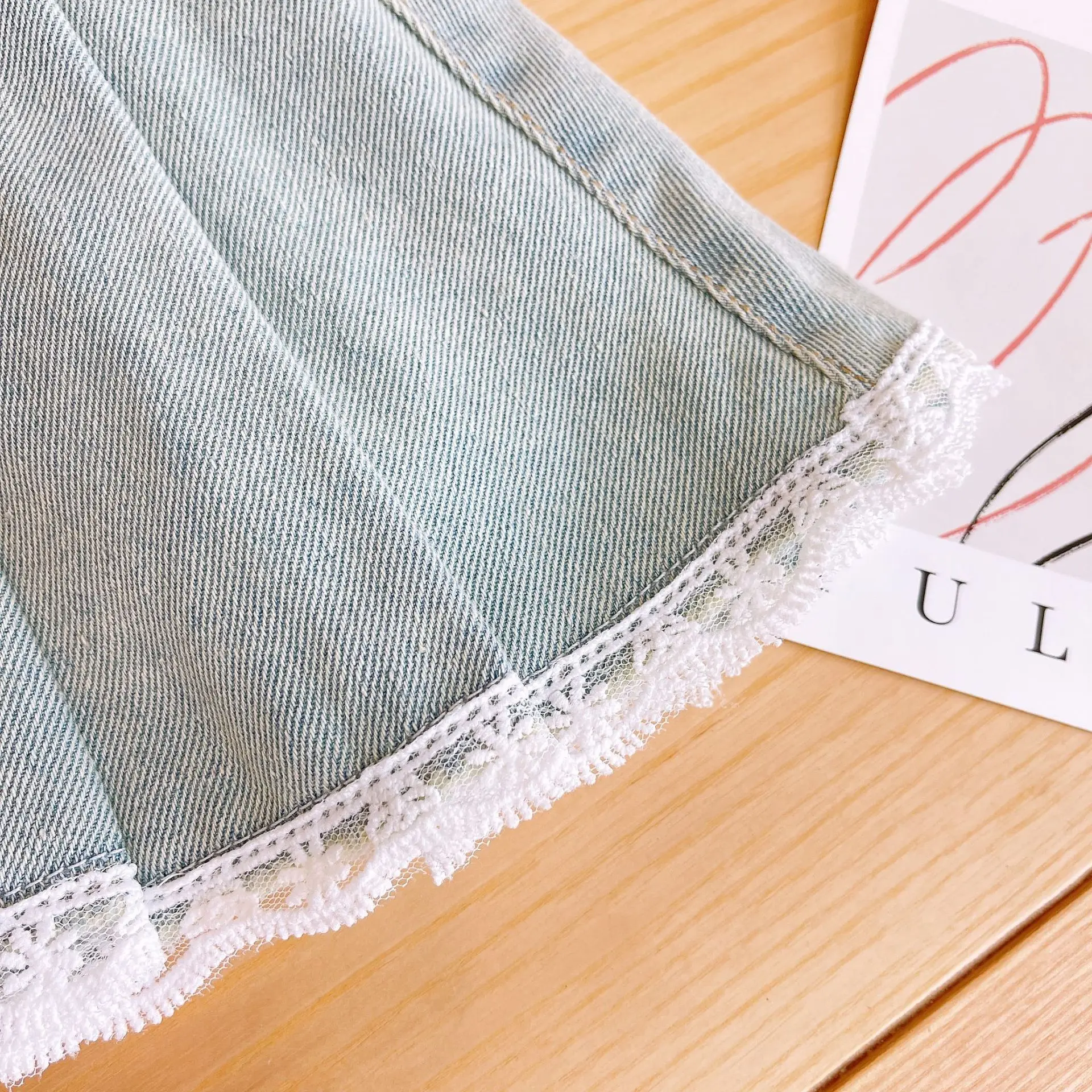 2024 Summer Fashion Kids 2pcs Suits Sleeveless T-shirt+Lace Denim Skirt Sweet Girls Clothes Sets
