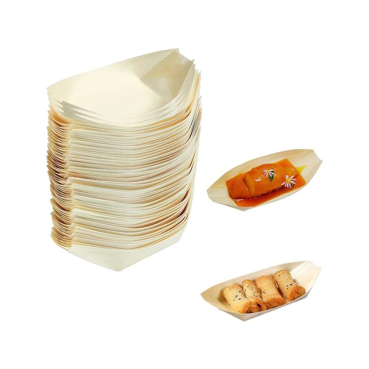 Shende Custom Biodegradable Disposable Wood sushi Serving Boat For Party