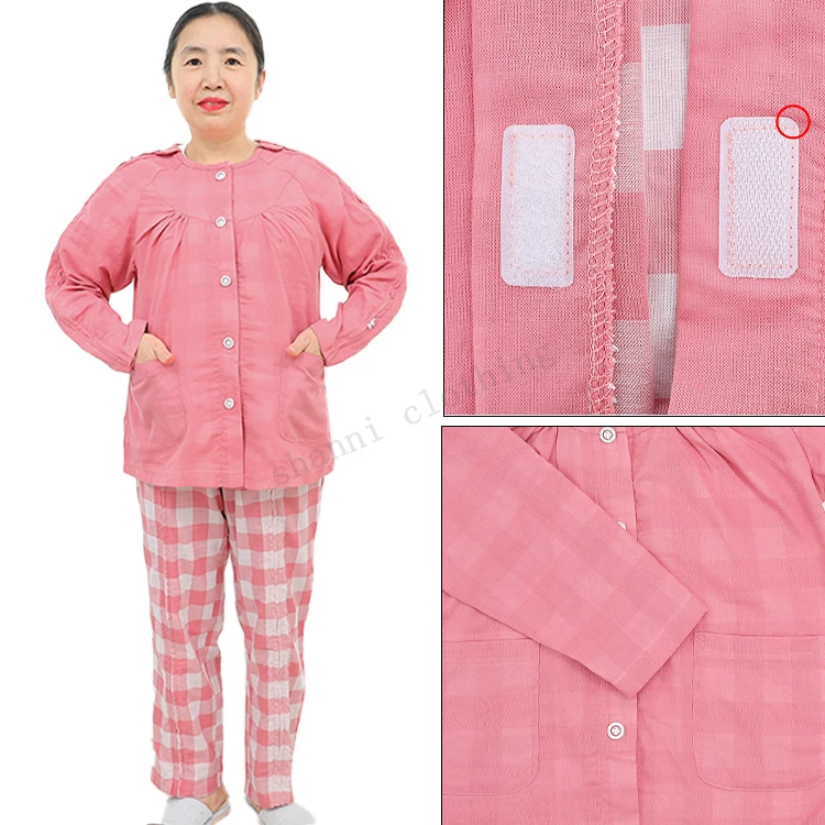 Winter easy to wear take off nursing clothes bedridden paralyzed elderly fracture surgery 2-pieces hospital Patient clothing set