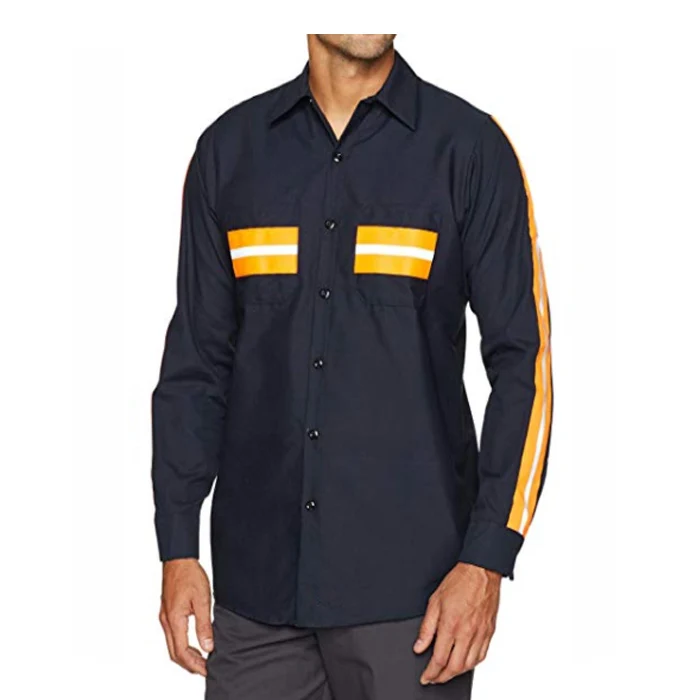 Wholesale Mens High Visibility Shirts Work Shirts with Reflective Tape