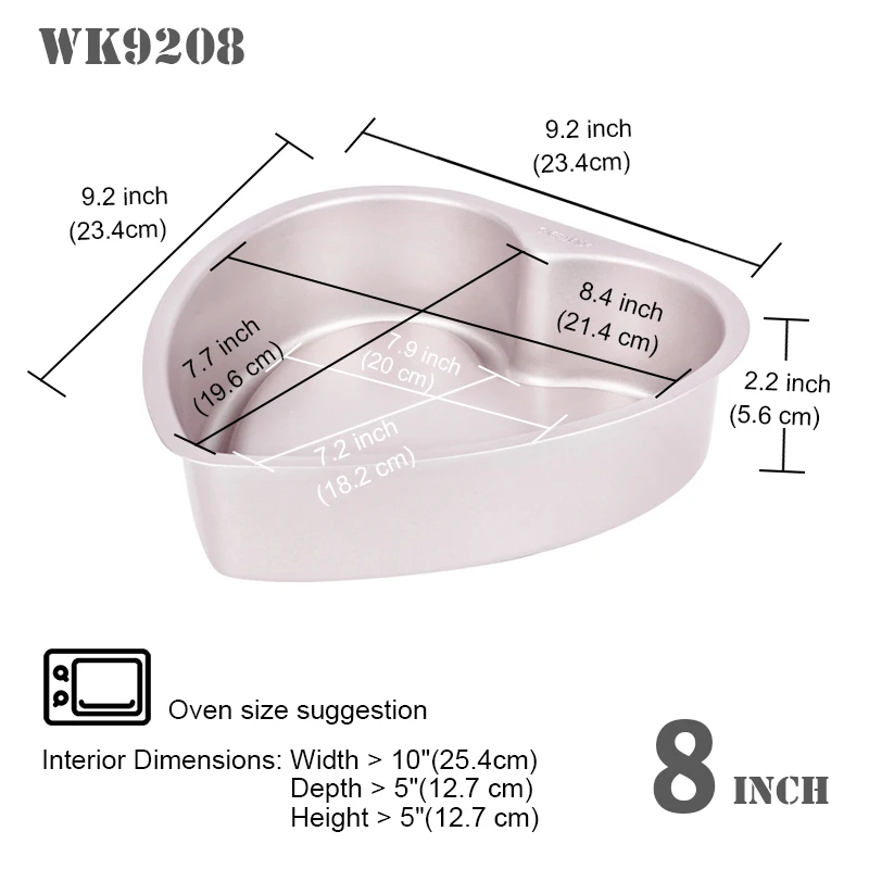 professional non stick heart shape dropped bottom cake baking pan