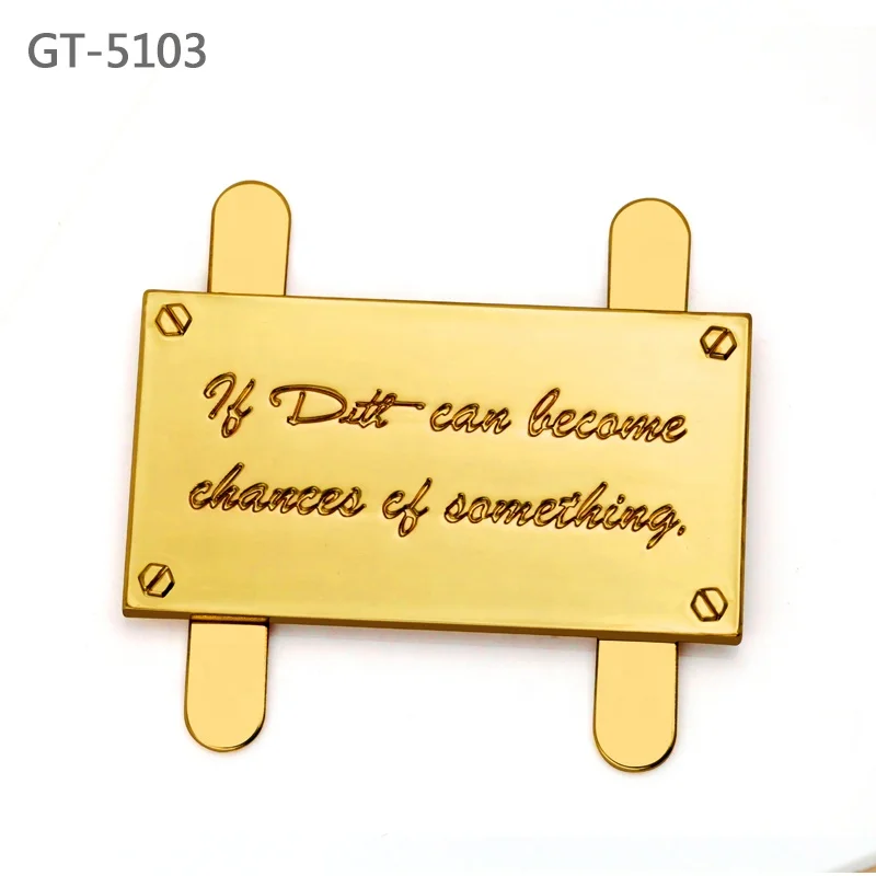 Oval shape metal engraved logo nameplates,bag accessories custom metal letter decorative logo plates for diaper bag