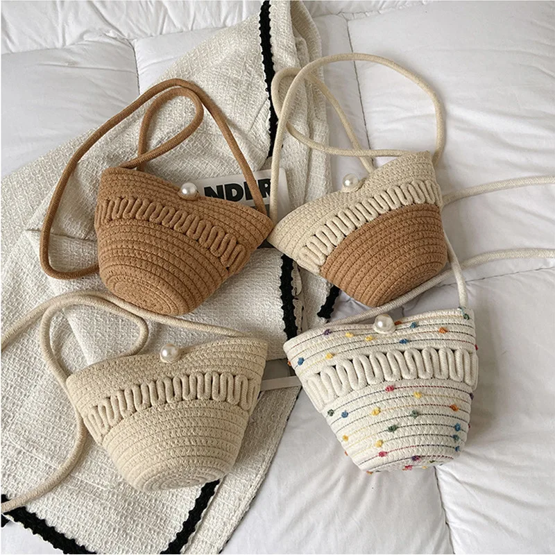 Summer Bohemian Handmade Weaving Bags Women Holiday Beach Straw Bag Wrapped Beach Bag Rattan Basket Handbags Travel Totes
