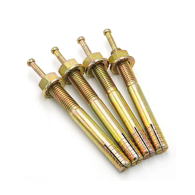 Ударный анкерный болт желтого цвета из углеродистой стали с цинковым покрытием, тяжелый металлический анкерный болт, высокопрочный ударный расширительный винт