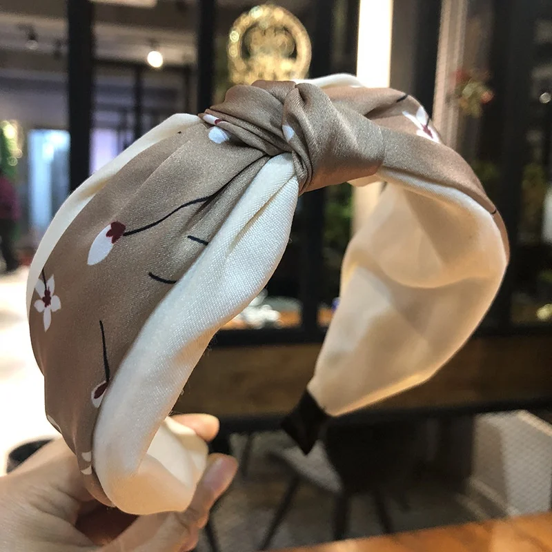 2022 fashion two-color cheap ladies hair band flower wide cross woman knot head bands