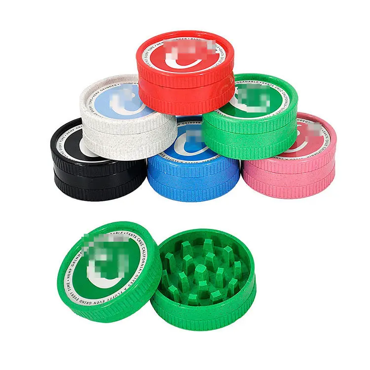 Wholesale Made by Plant Fiber 55mm-2 Custom Logo High Quality Biodegradable Tobacco Grinders Degradable Plastic Herb Grinder