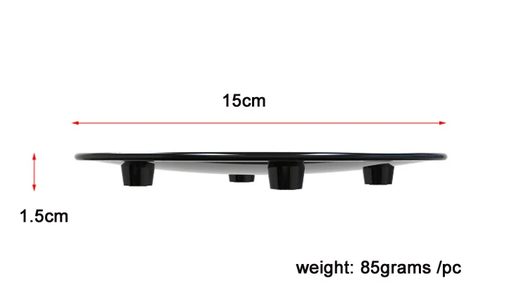
15cm x1.5cm Black non-slip round melamine coin tray 