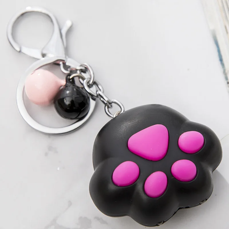 Cartoon Cute Keychain Cat Paw Feet Key Chain Sound Light LED Flashlight Key Ring Holder Figure Pendant keychain