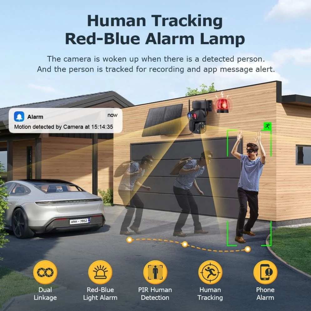 Advanced Solar Security Camera with 4G LTE Two-Way Audio 128GB Storage 20W Solar Panel for High-Security Areas