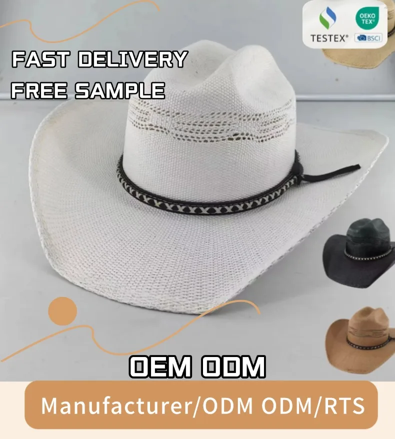 Mexico Wide Brim Bangora adult sombreros high quality summer unisex outdoor oven Cattleman OEM cowboy cowgirl straw hat