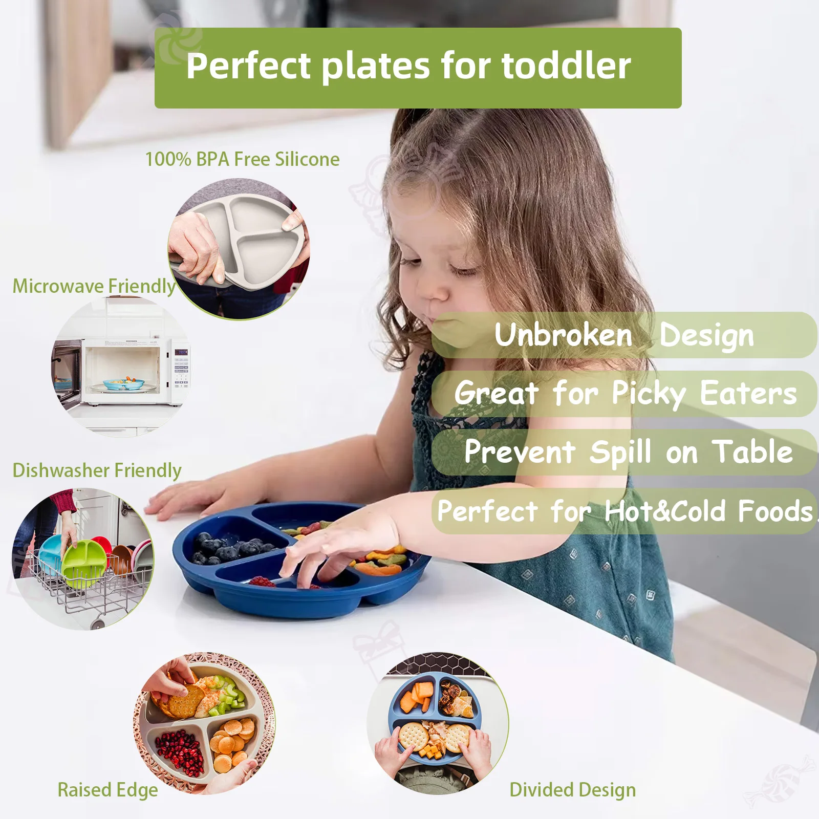 Silicone Child Plate Baby Plates Sets Baby Feeding Dish Suction Baby Silicone Tableware Plate With Spoon Fork