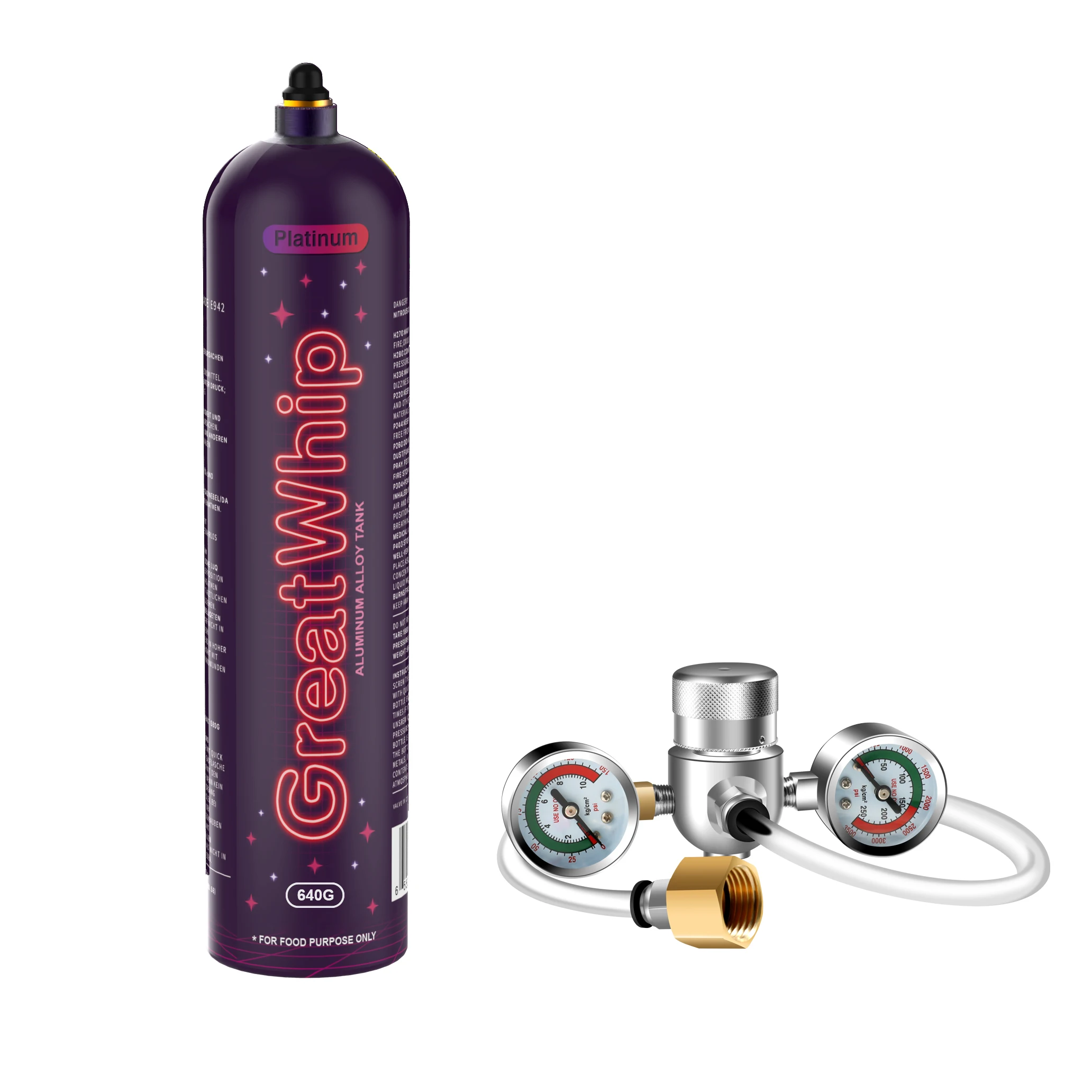 Lesoowhip Factory Wholesale Food Grade 0.95L Cream Chargers Aluminium 640G Whipped Cream Charger