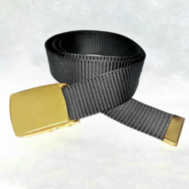 cambodia nylon canvas web belt with golden alloy blank buckle