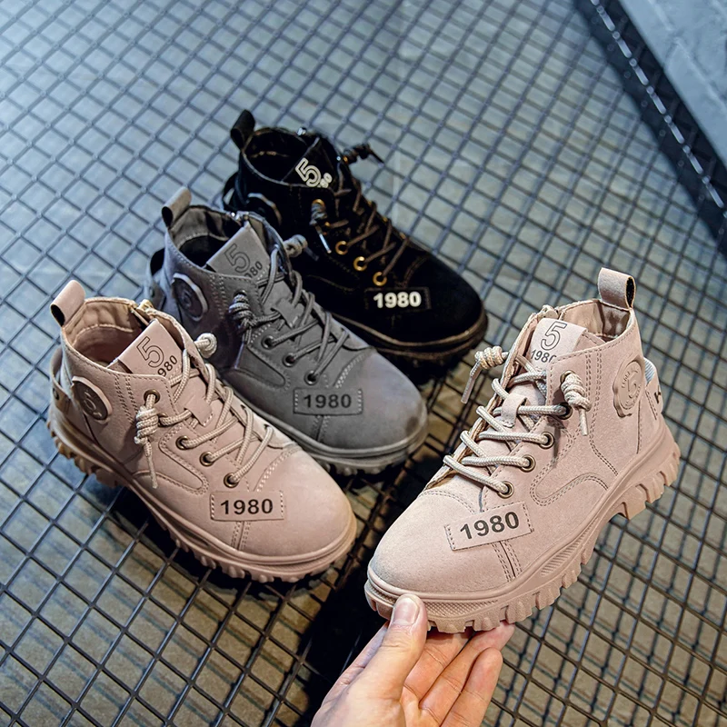 Winter High Top Unisex Lace Up Anti Slip Boy Toddler Boots Casual Shoes Hot Selling Waterproof Children Martin Boots