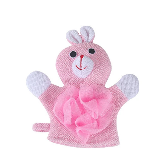 Custom Animal Design Shower & Bathing Scrub Loofah Sponge Exfoliating Scrubber Baby Bath Mitt Gloves for Children Bath Toy