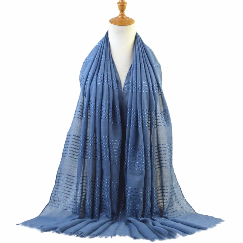 Indian women bandanas Solid Color Plain tudung silver lurex cotton dupatta stripes shining bling bling glitter Hijab Scarf bawal