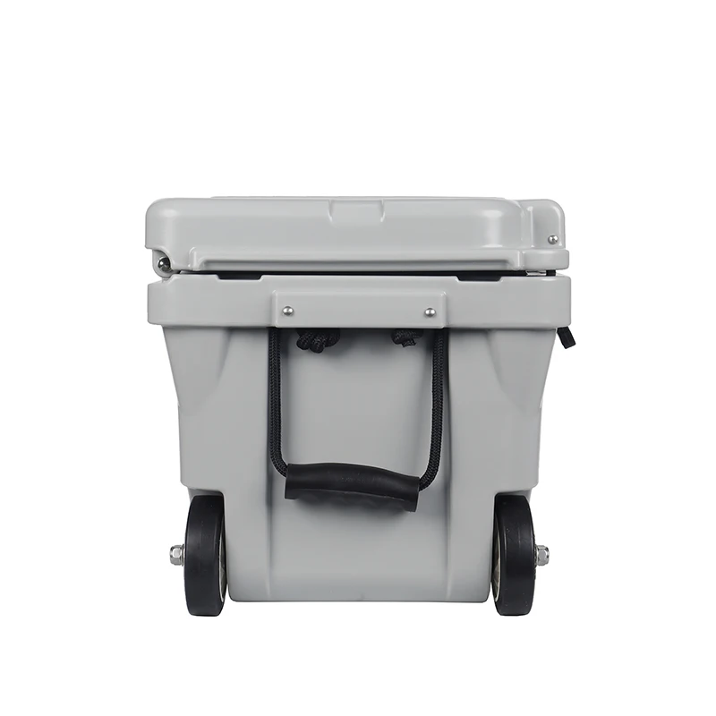 Wholesale new style outdoor multipurpose large capacity portable plastic fish hard cooler box with wheel