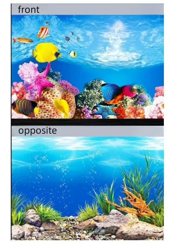 Wholesale Aquariums Accessories Double-sided Landscape Sticker Poster Fish Tank 3D Ocean Sea Plant Background Sticker Decoration