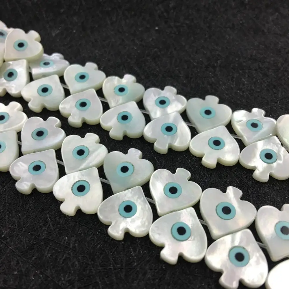 Turkey Evil eye 12mm Flower shape mother of pearl seawater shell beads wholesale