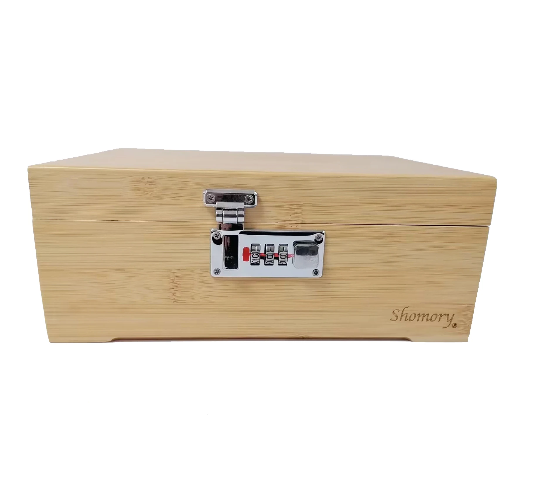 Wooden Storage Box with Rolling Tray and Brush, Decorative Bamboo Box with Slide Tray for Gift, Smell Proof Box Safety