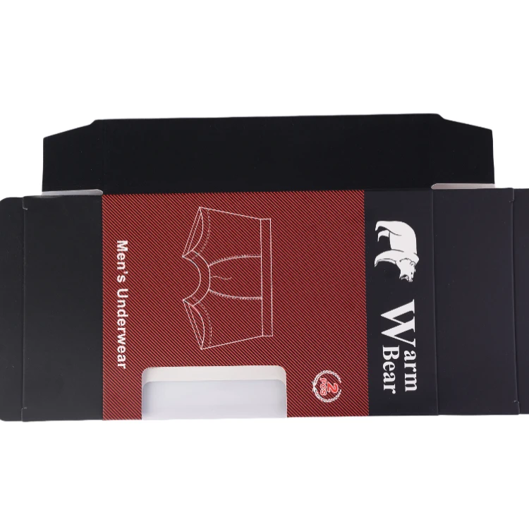 custom logo printed paper boxes girls mens garment socks lingerie underwear packaging box with window