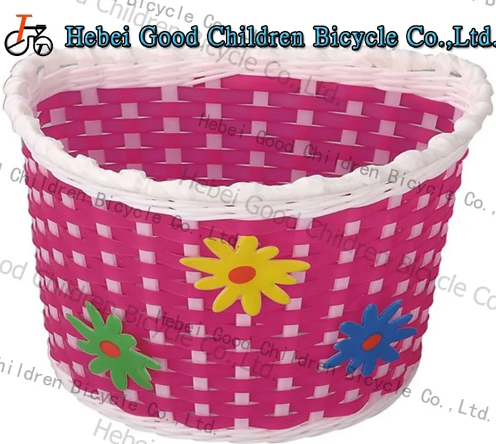 
CE approved plastic kids bike basket pink girl bicycle basket 