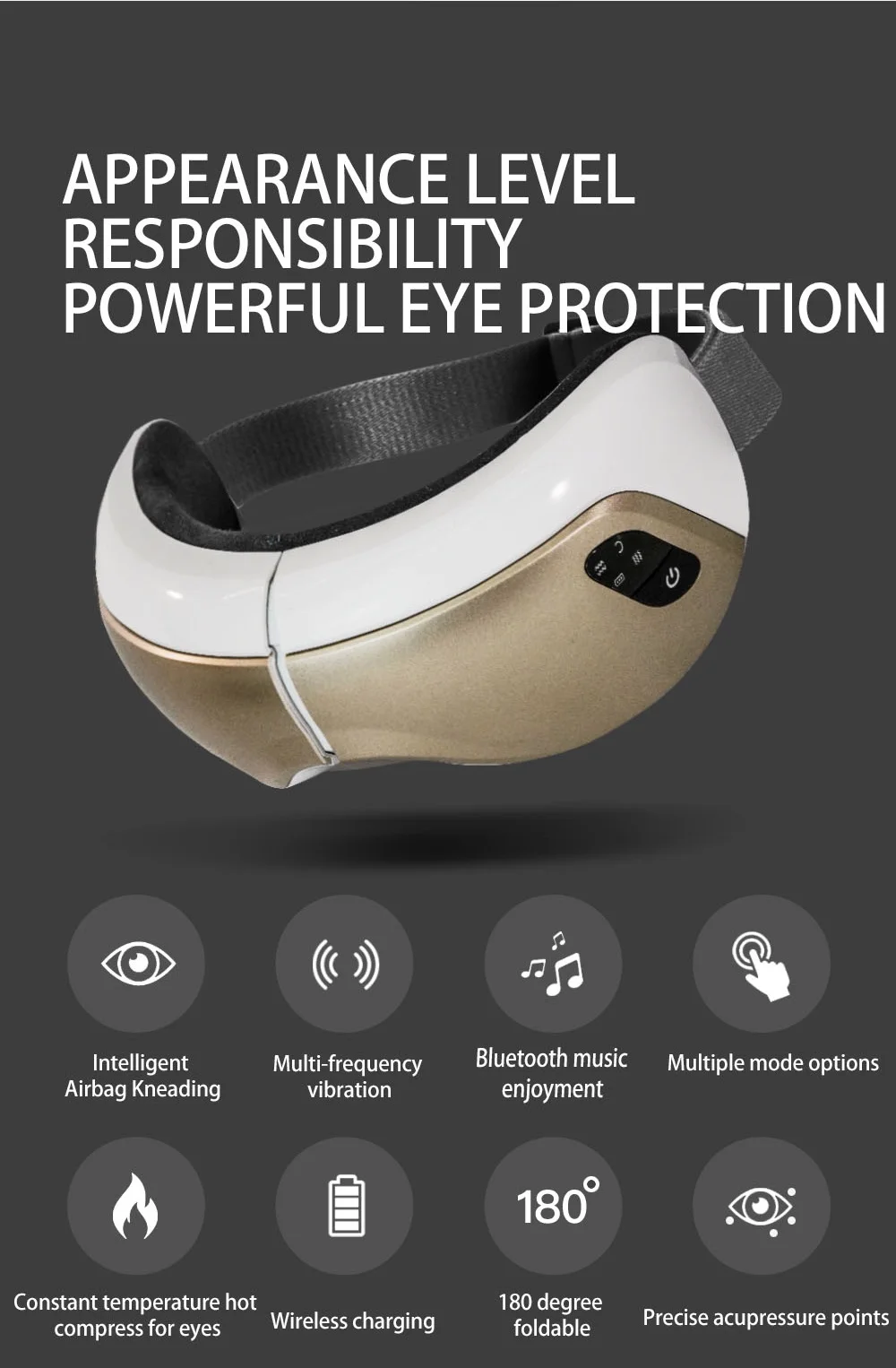 Electric Smart Eye Heating Care Home Office Eye Massager  Wholesale Improve Sleep With Music