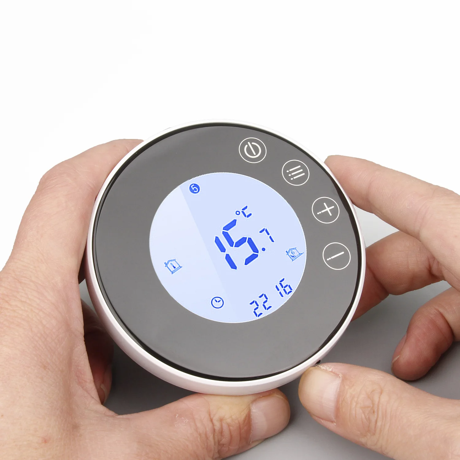 Tuya APP WIFI round touch screen white electric floor heating thermostat 16A smart thermostat