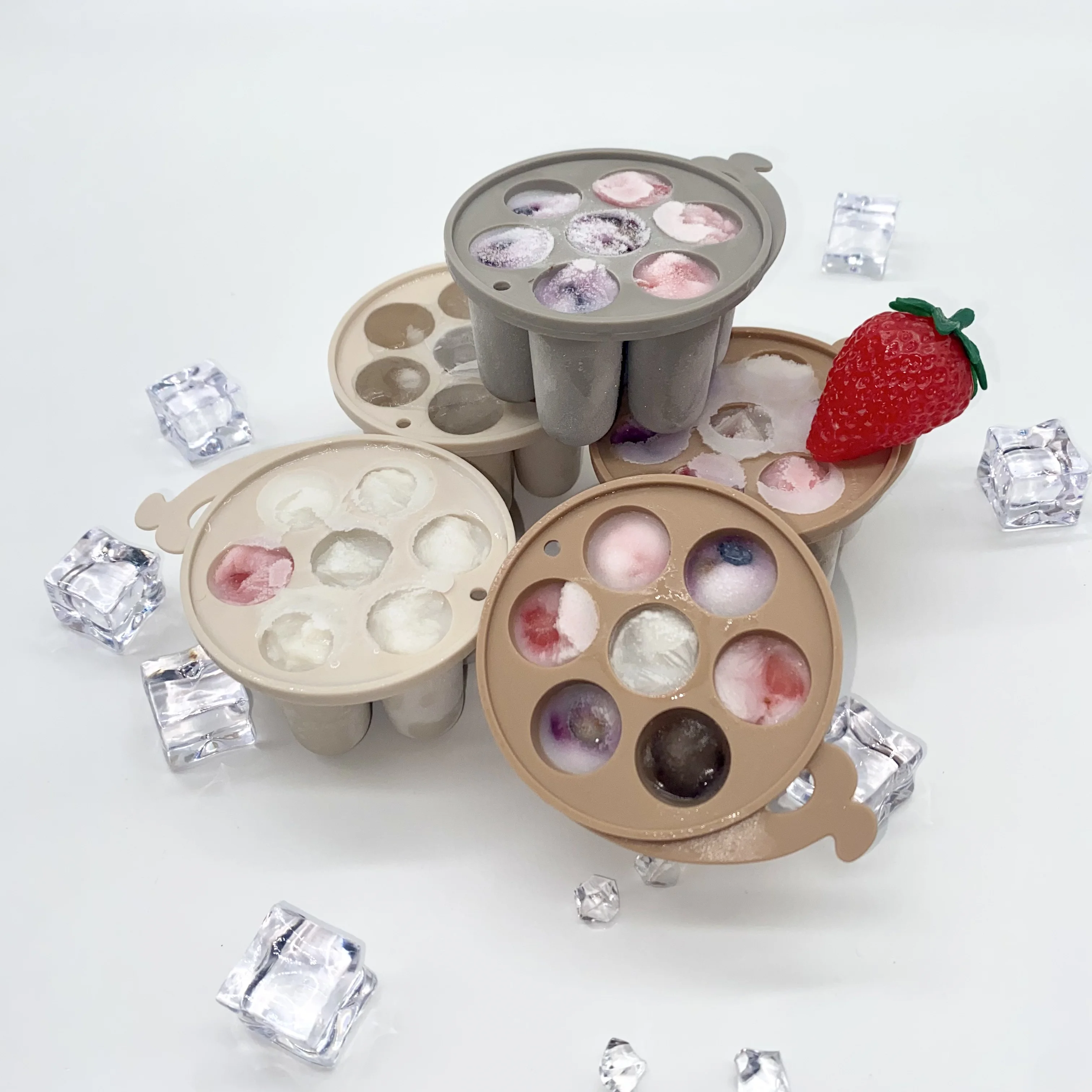 New Design Cute  Silicone Fruit Feeder Pacifier Food Freezer Tray for Baby Feeding Baby Breastmilk Popsicle molds