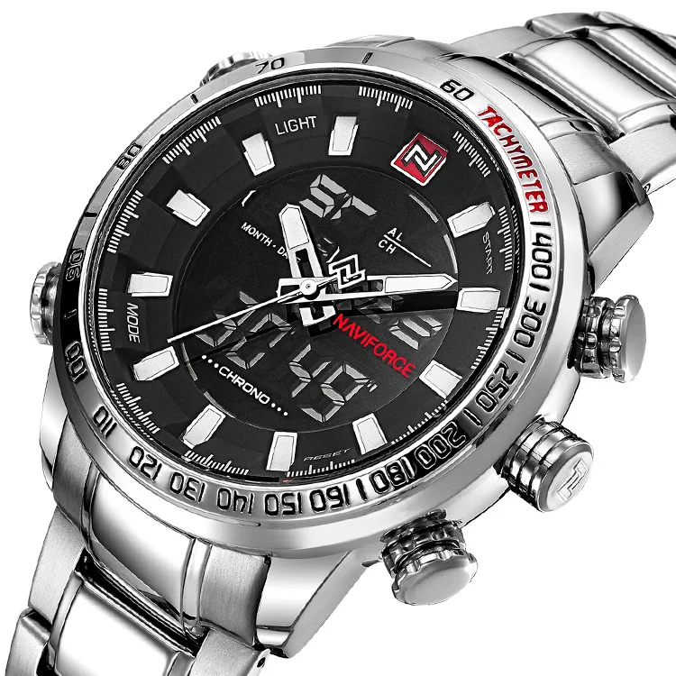 NAVIFORCE 9093 reloj Luxury Mens Watches relogio masculino Stainless Waterproof Sport Digital Quartz Wristwatch