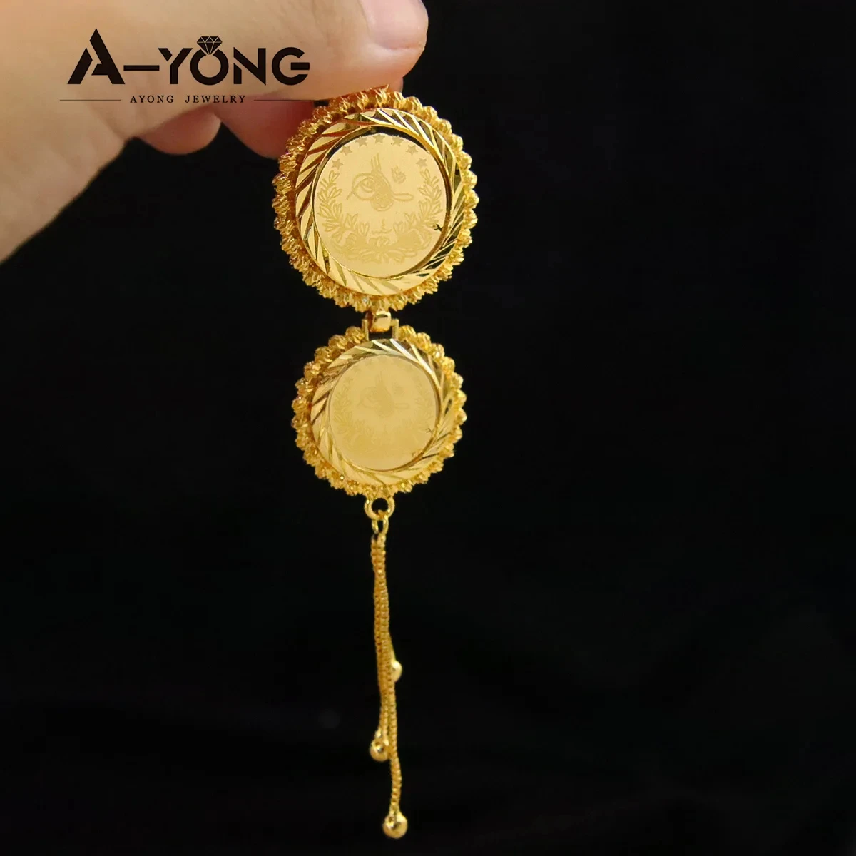 Винтажный исламский 21k позолоченный медный водонепроницаемый турецкий кулон с кулоном из бирюзового арабского кулона