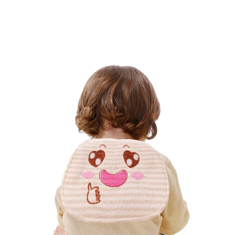 Natural Color Cotton Sweat Absorbent Towel for Baby Cartoon Mat Back Towel with Button Closure OEM Service Available-Q2233