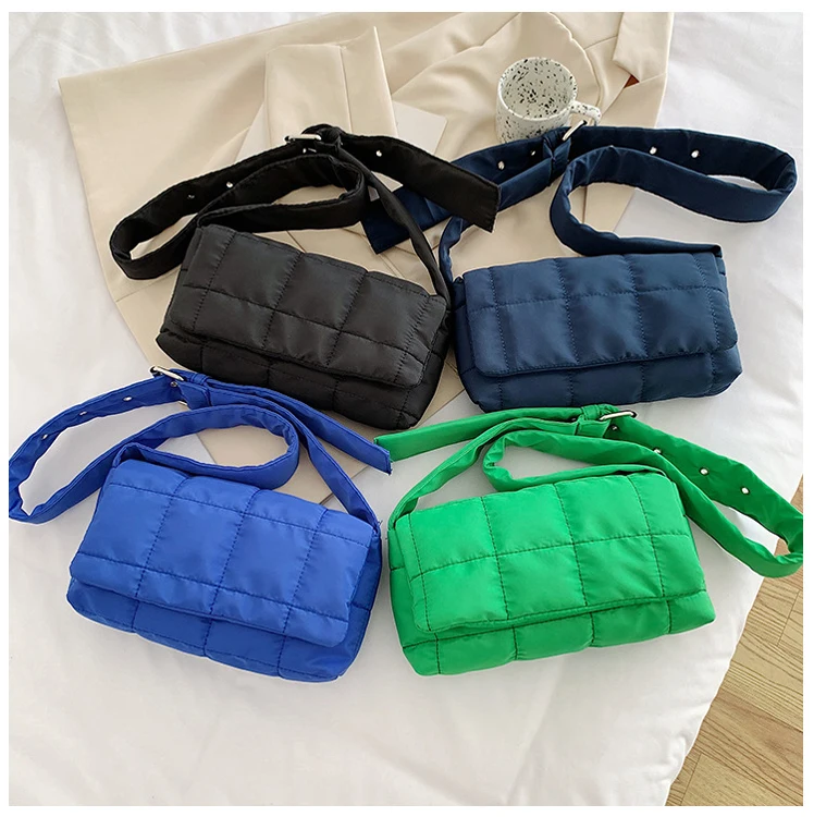 Guangzhou Factory Weave Padded Handbags Purses Designer Quilted Women Shoulder Bags Branded Winter Down Crossbody Bag