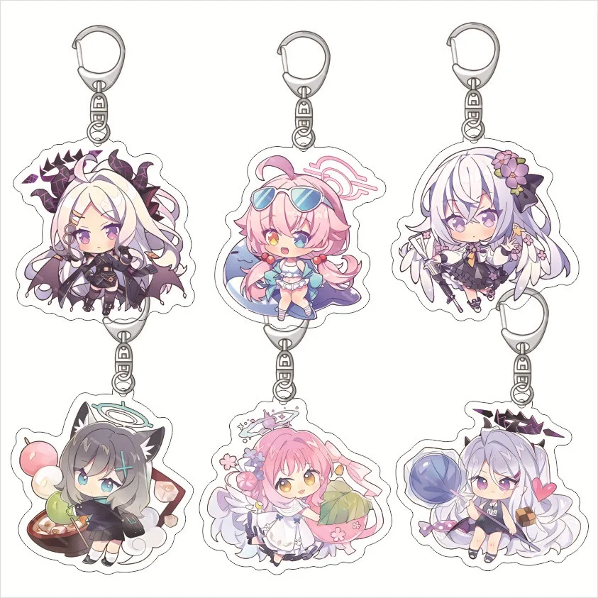 Blue Archive Keychain Anime Cartoon Characters Pendants Acrylic Keyring Cosplay Costume Hanging Ornament